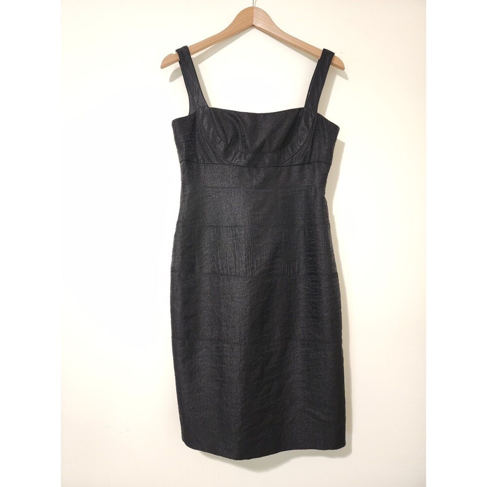 London Times Womens  Sleeveless Black Cocktail Sheath Dress Straps Lined Size 6P - Picture 2 of 7
